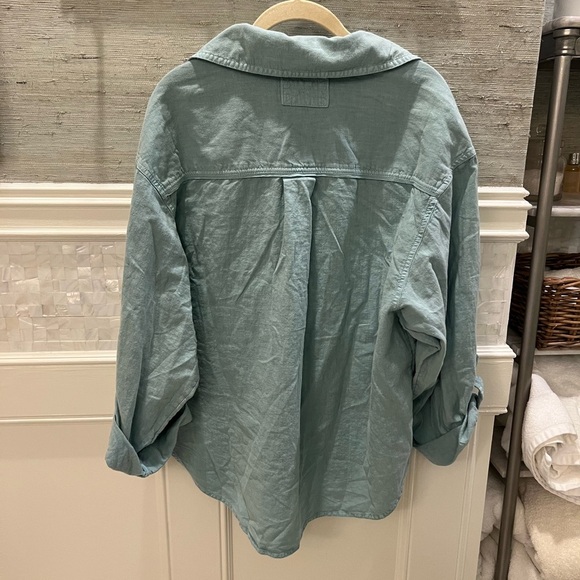 NWT new we the free people made for sun linen shirt button down small light blue - Picture 12 of 17